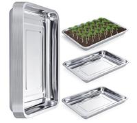 YOUEON 10 Pack Seed Starter Tray 15.3x11.4x1.3 Inch, Stainless Steel Seed Sprouting Trays Germination Trays for Beans, Wheat Grass, Herbs, Broccoli & More, Plant Trays for Indoor Outdoor