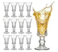 YOUEON 12 Pack 1.5 oz/45 ml Shot Glasses Set, Etched Glass Shot Glasses with Heavy Base, Small Goblet Shot Cups for Tequila, Whiskey, Vodka, Liquor, Mini Cordial Glasses for Party Bar