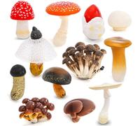 YOUEON 12 Pcs Mini Mushroom Figurines Set for Garden Decor, Realistic PVC Tiny Mushroom Ornaments, Cute Miniature Statues for Fairy Garden, Yard, Lawn, DIY Crafts, and Home Decor