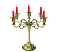 YOUEON 5 Arm Brass Candelabra, Candelabra Candle Holder, 26 cm Tall Candlesticks Holder, Elegant Taper Candle Holder Centerpiece for Wedding, Church, Halloween, Dining, Home Decor