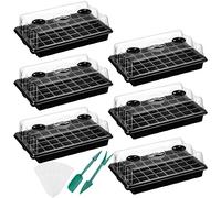YOUEON 6 Pack 240 Cells Seed Starter Tray with Adjustable Humidity Dome, Seed Starter Kit, Garden Propagator Set with Planter Labels and Seedling Tools, Seedling Tray Kits, Black