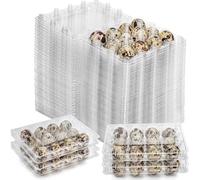 YOUEON 60 Pcs Clear Quail Egg Cartons, 12 Count Plastic Egg Trays, Small Egg Storage Holders with Lids, Stackable Bulk Egg Boxes for Quail, Pigeon, Pheasant, Display, Refrigerator Storage