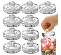 YOUEON 9 Pack Fermentation Glass Weights with Easy Grip Handles for Wide Mouth Mason Jars, Pickling Jars, Glass Fermentation Weights for Fermenting Kit, Sauerkraut, Kimchi and More