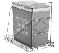 YOUEON Pull Out Trash Can Under Cabinet, Adjustable Stainless Steel Under Sink Trash Cans Pull Out, Slide Out Garbage Shelf, Fit for 7-11 Gallon Trash Can(Not Included)