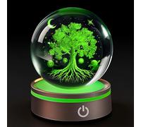 YouerCrystal Tree of Life Crystal Ball with LED Base Galaxy Space Astronomy Gifts Planets Multicolor Universe Globe Science Astrophysics Gift Night Light for Kids Adults Paperweight 3.15“