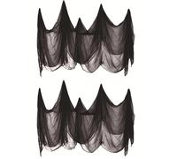Youery 2 Sheets Halloween Creepy Cloth, Spooky Halloween Props Halloween Hanging Ghost, 2 m x 5 m Large Black Scary Spooky Fabric Cloth for Halloween Party Haunted House Outdoor Decoration (Black)