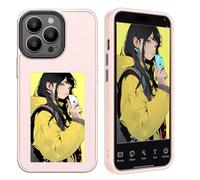 Youery Ink Screen Smartphone Case, Compatible with iPhone, Custom Image Display AI Cell Phone Case, Anti-Drop TPU Rubber DIY Phone Case (Pink, iPhone15 Pro Max)