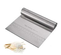Youery Stainless Steel Dough Scraper, Cake Scraper, Versatile Kitchen Scraper, Dough Scraper Cutter with Handle and Measuring Scale for Pizza, Bread, Pastry, Stainless Steel