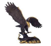 YouFine Bronze Eagle Statue, Eagle Black & Gold Statue Unfurling Its Wings, Bronze Eagle Ornaments, Bronze Statue Animals Home Office Decoration Gift