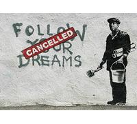 Youframe Banksy 40 x 30-Inch Canvas Art Work With Iconic 'Follow Your Dreams/Cancelled' Print on an aluminium Probar Frame
