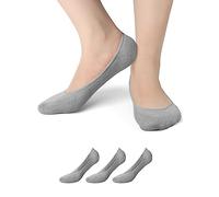 YouGa Invisible Socks Women - 3/6 Pairs No Show Socks Trainer Socks Ladies Low Socks Non Slip Ankle Bamboo Socks for Boat Shoes Sneakers and Loafers, Gray, 4-7