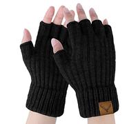YouGa Men's Winter Knitted Thermal Fingerless Gloves - Unisex for Outdoor, Working, Driving, Running, Cycling