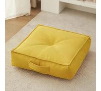YOUGANG 15cm Extra Thick Booster Cushion,Round/Square 100% Cotton Seat Pad for Armchair,Car, Office,Chair Cushion for Elderly Post-Operative,Wheelchair (Square Yellow,50x50x15cm)