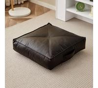YOUGANG Faux Leather Booster Cushion,Floor Cushion,Thick Portable Square Seat Pad,Waterproof Outdoor Garden Chair Seat Pad,Wheelchair Cushion for Elderly (Black,50x50x10cm)