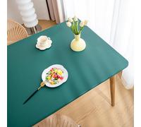YOUGANG Fitted Rectangle Table Cloth Faux Leather with Elastic Edge,Waterproof Tablecloth Heat Resistant Table Cover Wipe Clean for Outdoor Indoor (Green,90x150cm)