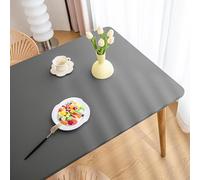 YOUGANG Fitted Rectangle Table Cloth Faux Leather with Elastic Edge,Waterproof Tablecloth Heat Resistant Table Cover Wipe Clean for Outdoor Indoor (Grey,80x120cm)