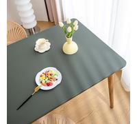 YOUGANG Fitted Rectangle Table Cloth Faux Leather with Elastic Edge,Waterproof Tablecloth Heat Resistant Table Cover Wipe Clean for Outdoor Indoor (Dark Green,90x140cm)