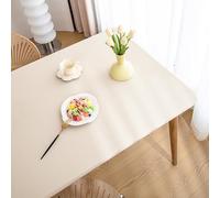 YOUGANG Fitted Rectangle Table Cloth Faux Leather with Elastic Edge,Waterproof Tablecloth Heat Resistant Table Cover Wipe Clean for Outdoor Indoor (Beige,90x150cm)