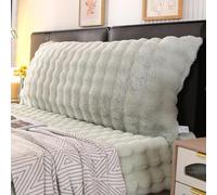 YOUGANG Fluffy Plush Headboard Reading Pillow Large Back Support Pillow,Faux Rabbit Velvet Waist Protection Pillow Comfy Backrest Pillow Cushion (Green,150x55x20cm)
