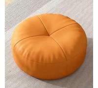 YOUGANG Round Floor Seat Cushion 12/17cm Thick Yoga Meditation Cushions with EPS Particles Filling,Waterproof Leather Soft Floor Pillows Seating Pouf (Orange,50x50x17cm)