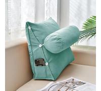 YOUGANG Wedge Pillow with Neck/Head/Lumbar Supoort,Natural Latex Reading Pillow for Sofa,Bed Backrest Cushion,Back Support Cushion for Driving Watching (Cyan,45x45x20cm)