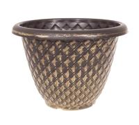 YouGarden - 1 x 13' Large Oval Pinecone Planter Black Gold - Round Pinecone Design Brushed Gold Plant Pot for Gardens
