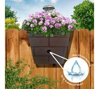 Yougarden 4-In-1 Self Watering Go Illumiwell Planter, Brown, 3L Water Reservoir, Solar Fence Light, Garden Décor