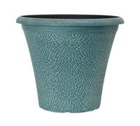 YouGarden April Indigo Green Round Plastic Planter 36cm, Container For Flowers