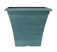 YouGarden April Indigo Green Square Plastic Planter, 36cm Container For Flowers
