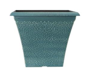YouGarden April Indigo Green Square Plastic Planter, 36cm Container For Flowers