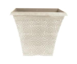 YouGarden April Powdered Beige Grey Square Plastic Planter, 36cm Container For Flowers