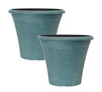 YouGarden Pair of Round April Planters (14.5) - Indigo Gree 30x36x36cm Green