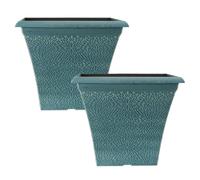 YouGarden April Teal Square Planters 36cm diameter x 2