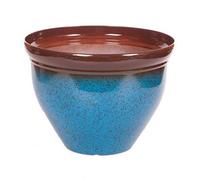 Yougarden Ceramic Look Planter 39.5Cm (15.5In) Mottled Blue