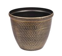 Yougarden Cromarty Antique Gold Planter, 1 X 25Cm Recycled Plastic Pot, Textured Design, 6.2 Litre Garden Pot For Outdoor Indoor