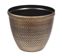 Yougarden Cromarty Antique Gold Planter, 1 X 30Cm Recycled Plastic Pot, Textured Design, 10.3 Litre Garden Pot For Outdoor Indoor