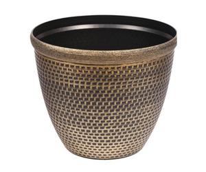 Yougarden Cromarty Antique Gold Planter, 1 X 30Cm Recycled Plastic Pot, Textured Design, 10.3 Litre Garden Pot For Outdoor Indoor