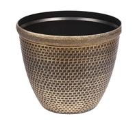 YouGarden Cromarty Antique Gold Planters, 2 x 30cm Recycled Plastic Pots, Textured Design, 10.3 Litre Garden Pots For Outdoor Indoor