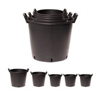 YouGarden Nest of Five Heavy Duty Pots, 3 x 30 Litre, 1 x 35 Litre, 1 x 50 Litre, Plastic Planters for Outdoor Plants, Large Flower Pots for Gardens, Perfect for Flowers, Vegetables & General Use