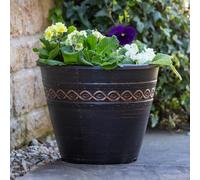 YouGarden Infinity 11' Round Black Copper Planter, Garden Planter for Roses, Flowers and Plants, Ready to Plant and Display