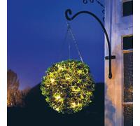 YouGarden InLit Holly Ball, 30cm Decoration, 20 Warm White LEDs, Timer, Battery Powered, Indoor Outdoor Decoration
