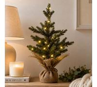 Yougarden Inlit Sparkly Artificial Fir Tree, 40Cm Pre Lit Indoor Christmas Decoration, Warm White Leds Timer