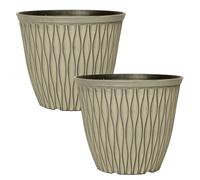 YouGarden Laval Ebony Grey Plastic Planter 20cm 2 Pack - Wilko