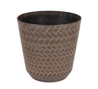 Yougarden Nantucket Black Planter With Light Chocolate Wash, 1 X 30Cm Plastic Lattice Pot, 9 Litre Volume, With Drainage Holes, Fo