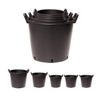 YouGarden Nest of Five Heavy Duty Pots, 3 x 30 Litre, 1 x 35 Litre, 1 x 50 Litre, Plastic Planters for Outdoor Plants, Large Flower Pots for Gardens, Perfect for Flowers, Vegetables & General Use