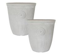 Yougarden Pair Of 13" Somerville Tall Pebble White Planters Containers For Garden Flowers