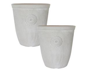 Yougarden Pair Of 13" Somerville Tall Pebble White Planters Containers For Garden Flowers