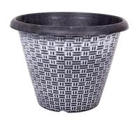 YouGarden Pair of 13' White-Washed Wicker Effect Planters, Plastic Garden Planters, For Flowers Roses and Plants, Ready to Use and Display, 23cm Height x 29.4cm Length x 29.4cm Width