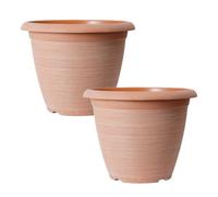 Yougarden Pair Of 16" Helix Powdered Clay Planters Containers For Growing Garden Flowers