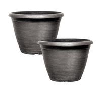 Yougarden Pair Of Helix Silver Planters 16'' Containers For Growing Plants